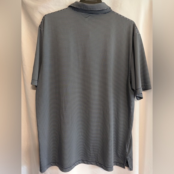 PGA TOUR Men’s Short Sleeve Dark Blue Striped 100% Polyester Button Polo Size XL - Picture 2 of 6